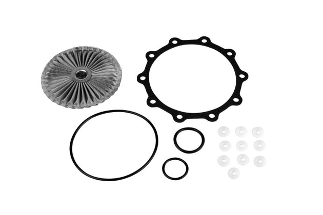 Aeromotive fuel filter replacement element for 18660 series, showing the filter element with metal casing and filtration media.