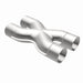 MagnaFlow Smooth Trans X 2.5-inch stainless steel X pipe for exhaust systems, showcasing the polished metal and piping details.