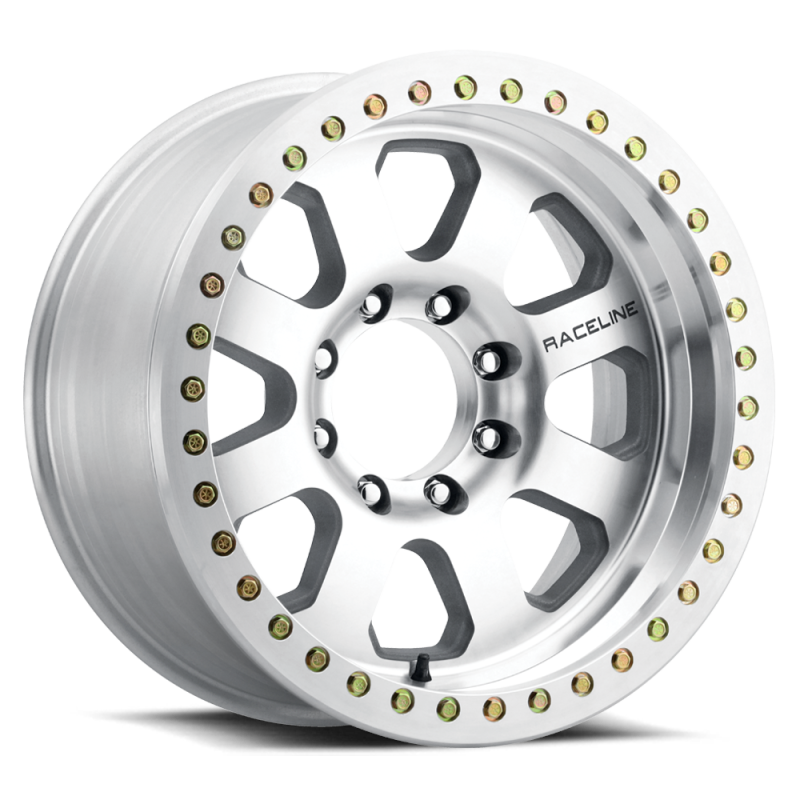 Raceline RT260M Avenger 17x9 cast beadlock wheel with machined finish, 8x170 bolt pattern, -12mm offset, 130.81mm bore