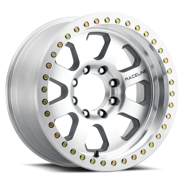 Raceline RT260M Avenger 17x9 cast beadlock wheel with machined finish, 8x170 bolt pattern, -12mm offset, 130.81mm bore