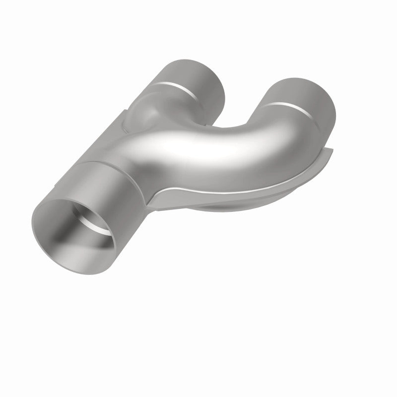 MagnaFlow Smooth Trans Y pipe, 2.50-inch stainless steel, 90-degree Y pipe for automotive exhaust systems, shown in the image.