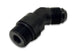 Vibrant black -10AN male to male straight 45-degree adapter fitting with anodized finish, designed for high-performance fluid connections.