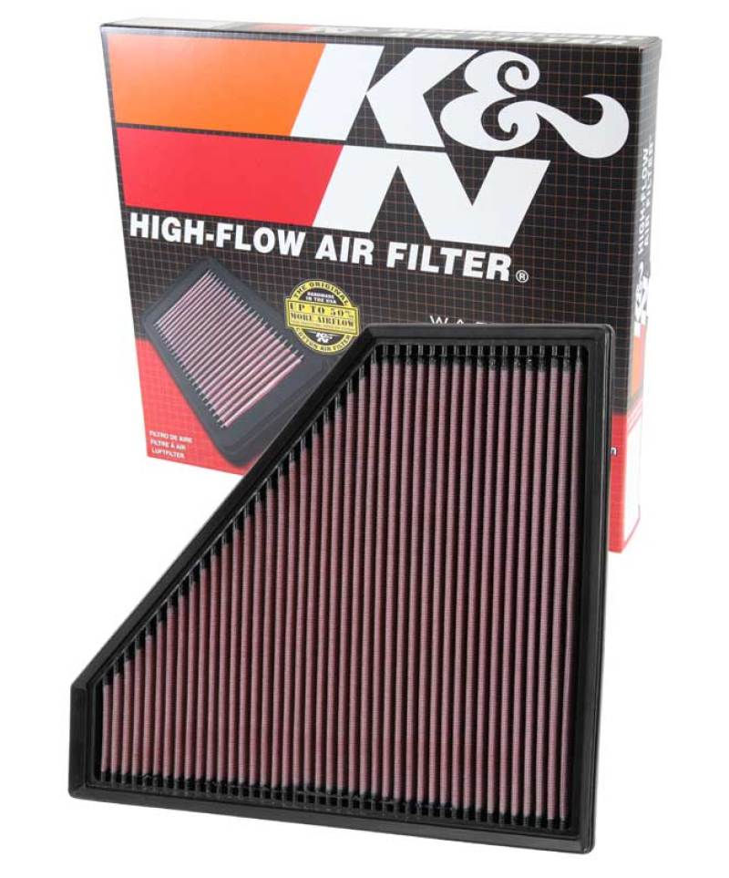 K&N Replacement Panel Air Filter for 2013-2014 Cadillac ATS, drop-in style, measuring 12.313in length, 10.313in width, 1.188in height