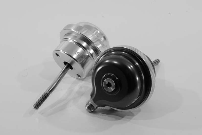 TiALSport MV-I 2.5 Wastegate Actuator with bent rod, 18 PSI, black finish, designed for turbocharger boost control.