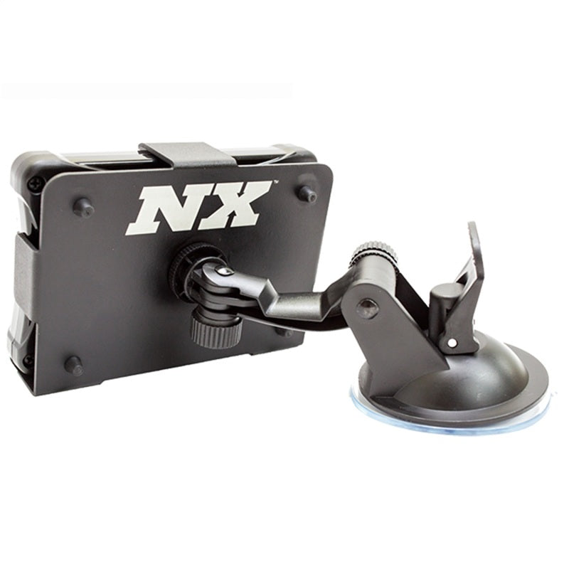 Nitrous Express Maximizer 5 handheld screen mount for nitrous controllers, shown attached to a vehicle dashboard.