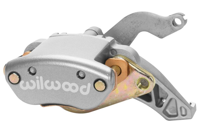 Wilwood mechanical brake caliper MC4 with silver finish, 1.19-inch piston, designed for performance disc brake systems.