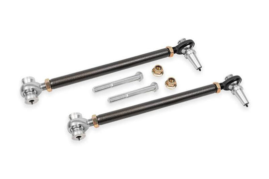 Black Hammertone BMR Chevrolet Camaro double adjustable front lower control arms with rod ends, designed for enhanced suspension performance.