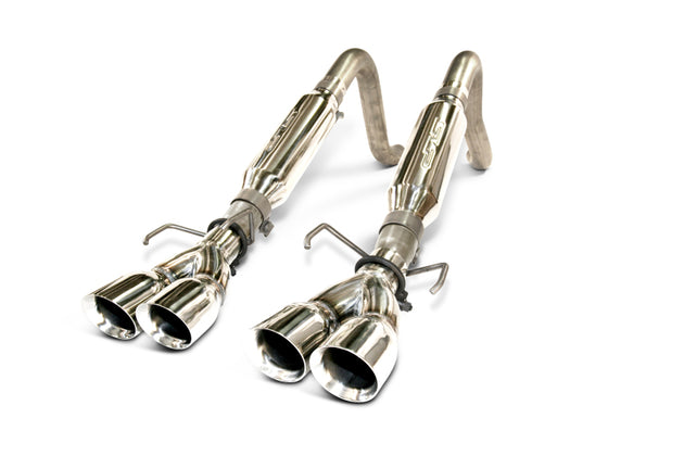 SLP Catback exhaust system for Chevrolet Corvette LS2 2005-2008 with LoudMouth axle-back mufflers, installed on a red Corvette.