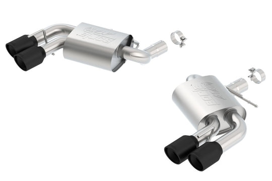 Borla axle back exhaust for Chevy Camaro V8 SS 2016-2018 in ceramic black, rear section with dual mode valve absence.