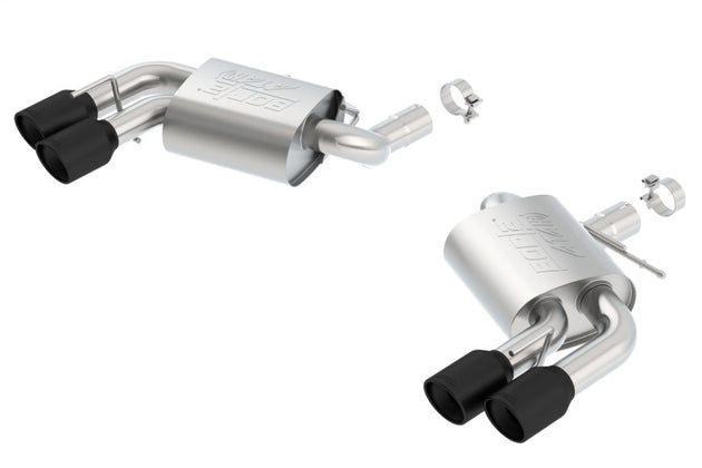 Borla axle back exhaust for Chevy Camaro V8 SS 2016-2018 in ceramic black, rear section with dual mode valve absence.