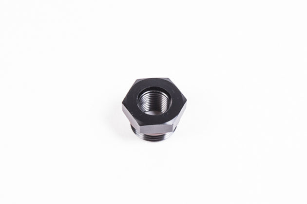 Radium Engineering 8AN ORB male to M12x1.25 female fitting showing metal fittings and threading for automotive or racing applications.
