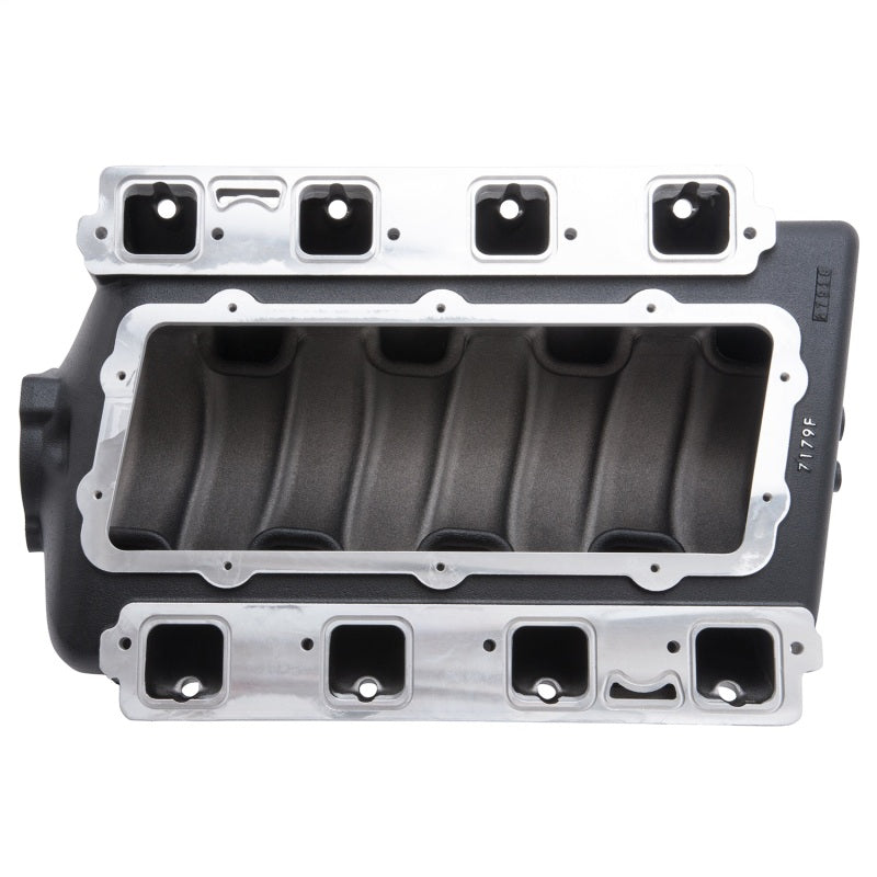 Edelbrock Victor EFI intake manifold for Eagle Chrysler 5.7L, 6.1L, 6.4L Gen III Hemi V8 engines, engine component with polished finish.