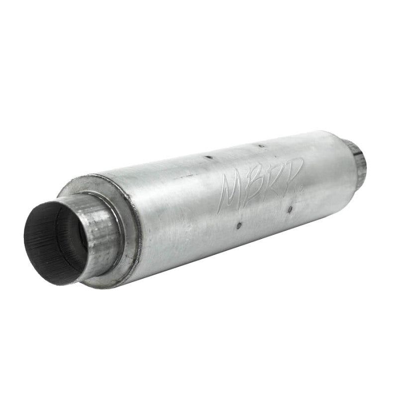 MBRP universal quiet tone muffler with 4-inch inlet and outlet, 24-inch aluminum body, 6-inch diameter, 30-inch overall length