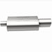 MagnaFlow stainless steel muffler with tip, 14x5x8 inches, features 2.25/4 inch inlet and outlet for automotive exhaust systems.