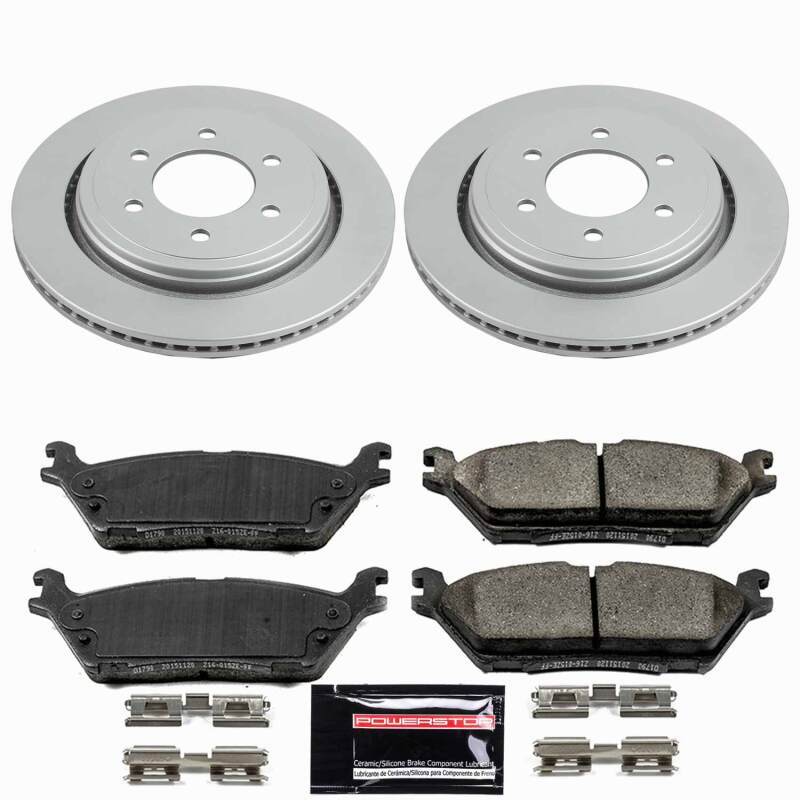 PowerStop rear Z23 coated brake kit for Ford F-150 2015-2017, performance brake components with detailed coating.