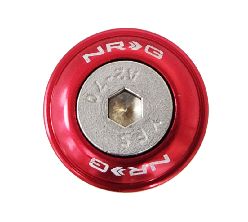 Set of 10 red NRG Fender Washer Kit with rivets for plastic car fenders, includes hardware for secure mounting and installation.
