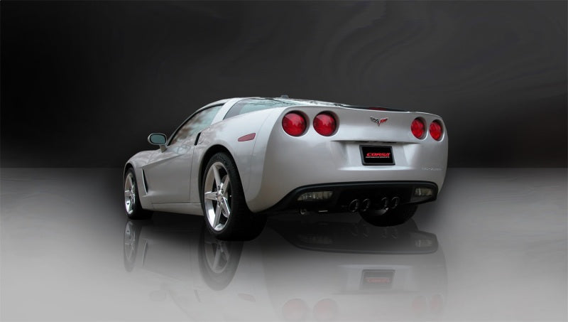 CORSA Performance Axle-Back Sport exhaust system with polished stainless steel tips and dual outlet design.