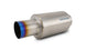 Vibrant titanium muffler with straight cut burnt tip, 4-inch inlet and outlet, showing the sleek metallic finish and exhaust tip.