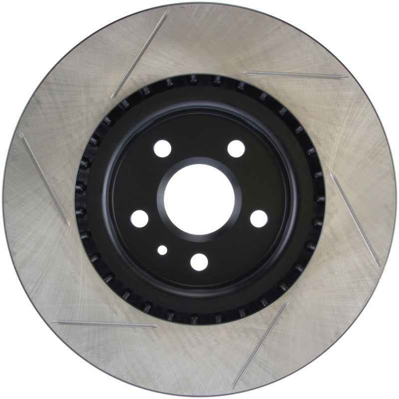 StopTech Power Slot slotted front left brake rotor for 2009 Pontiac G8 GXP and 2010 Camaro SS 8-cylinder vehicles.