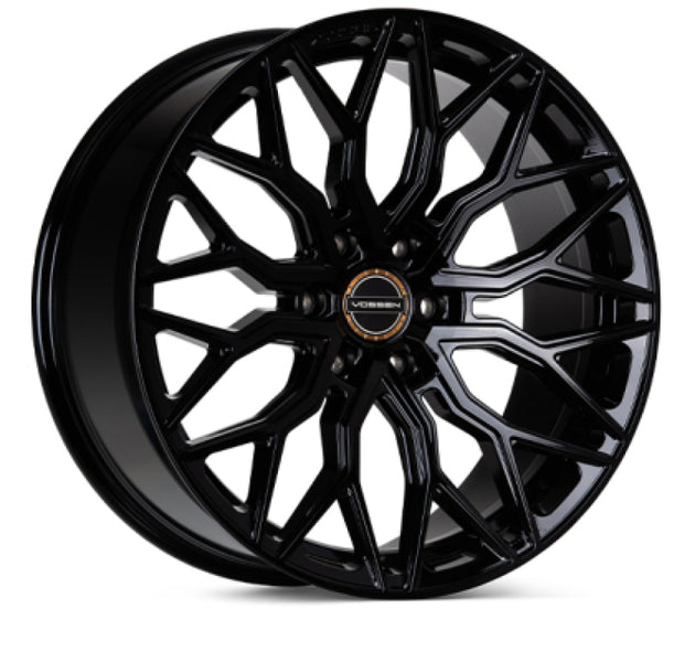 Vossen HF6-3 forged wheel in gloss black, 24x10 inches, 6x139.7 bolt pattern, ET25, deep design with 106.1mm center bore.