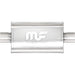 MagnaFlow MagnaFlow Muffler Mag 409SS24X5X8 3X3 C/C showing the stainless steel muffler with inlet and outlet pipes