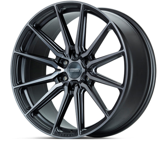 Vossen HF6-1 forged wheel 22x9.5 inches, matte gunmetal finish, with deep face design and 6x139.7 bolt pattern.