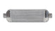 Vibrant air-to-air intercooler assembly with end tanks, measuring 18x6.5x3.25 inches, featuring inlet and outlet ports.