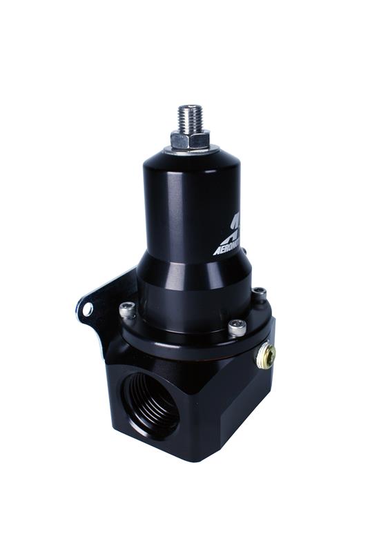 Aeromotive adjustable fuel pressure regulator with .500 valve, 30-120 PSI, dual AN-12 inlets, and AN-12 return port.