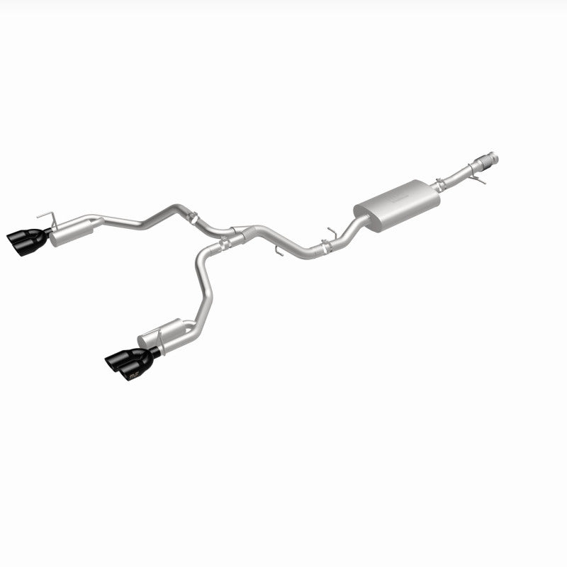 Magnaflow cat-back performance exhaust system for 2021 GMC Yukon V8 6.2L Street Series, showing polished metal pipes and muffler