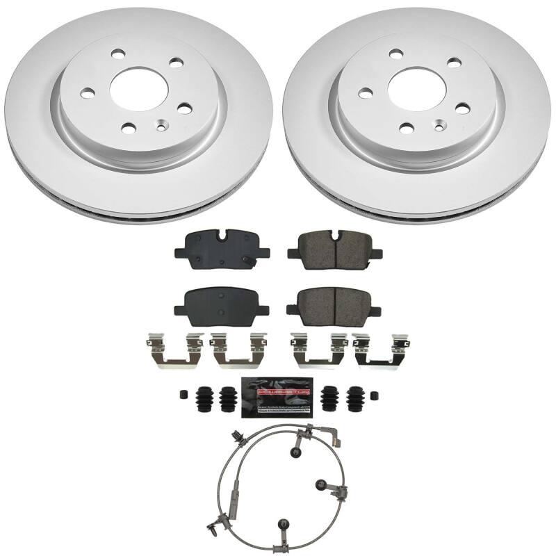 PowerStop rear Z23 coated brake kit for Cadillac CT5 2020-2025, performance brake components with detailed brake rotors and calipers.