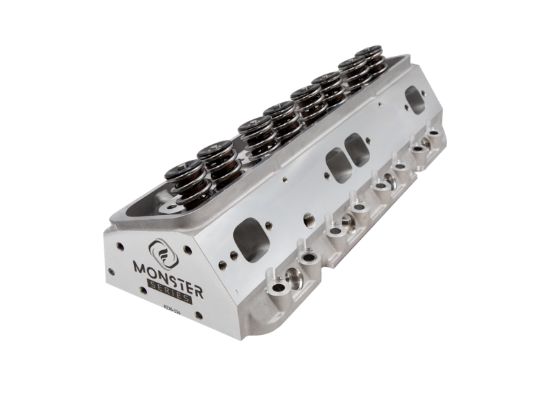 Frankenstein Engine Dynamics SBC M23 23° Cylinder Head with 223cc combustion chamber, bare metal finish, engine part image.