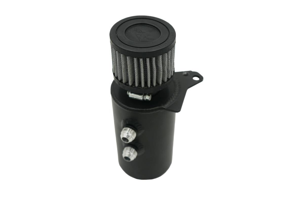 LMP Cadillac CT4-V Blackwing catch can with black finish, mounted engine bay component for oil vapor management