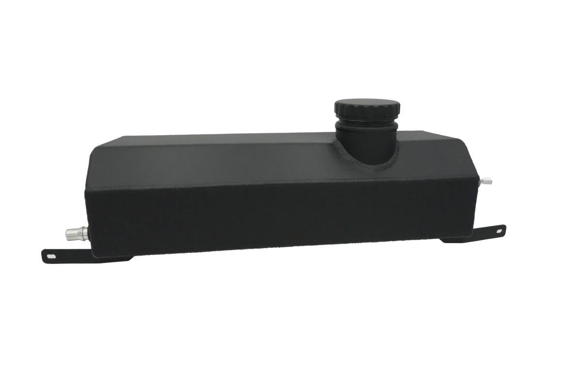 LMP Cadillac CTS-V 3 expansion tank showing the plastic tank with mounting brackets and attached hoses for vehicle cooling system.