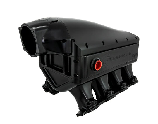 Frankenstein Engine Dynamics Iceman Intercooled LS/LT billet intake manifold plenum with polished finish and detailed design.