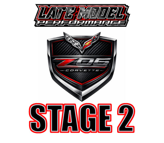 LMP Corvette C7 Z06 Stage 2 Package showing upgraded performance components on a sleek Z06 model.