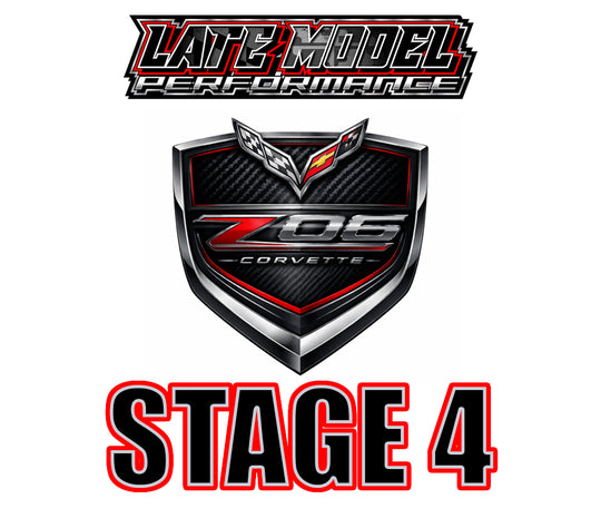 LMP Corvette C7 Z06 Stage 4 Package showing upgraded engine components and performance modifications on the car.