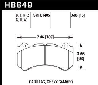 Hawk Performance Chevrolet Camaro ZL1 HP+ front brake pads for high-performance stopping power and enhanced braking performance.