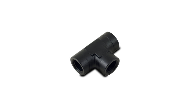 Vibrant 1/2 inch NPT female pipe tee adapter fitting showing a metal fitting with threaded ends for plumbing connections.