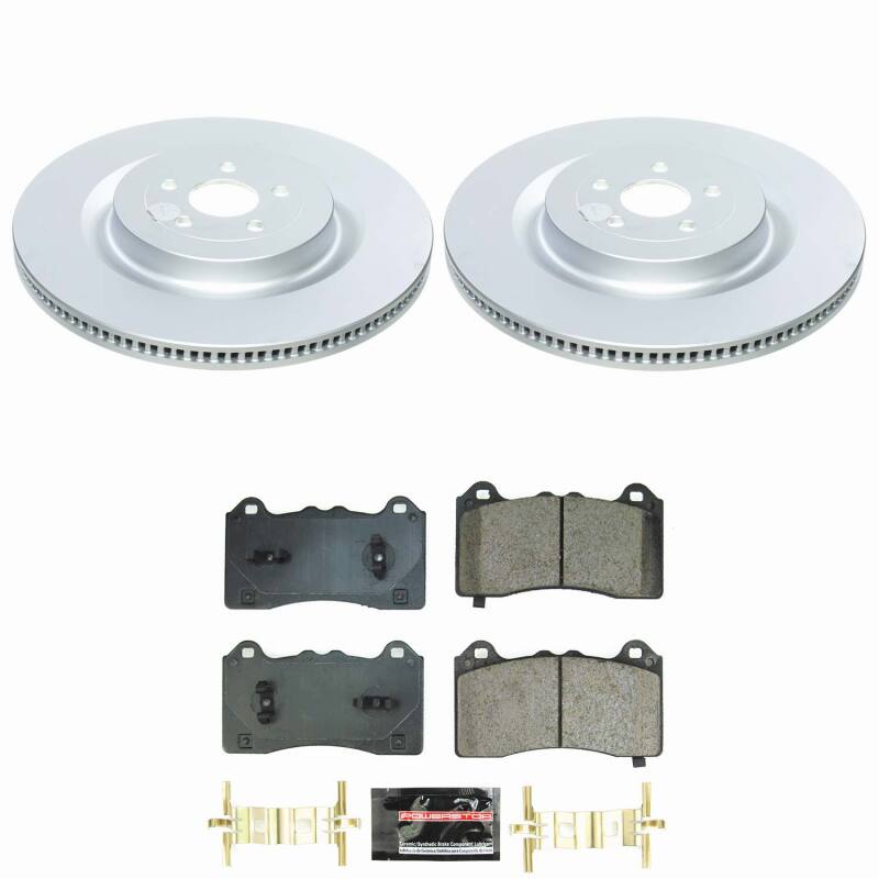 PowerStop Z23 coated brake kit for 2021-2024 Ford Mustang Mach-E front brakes, includes brake rotors and pads, performance upgrade
