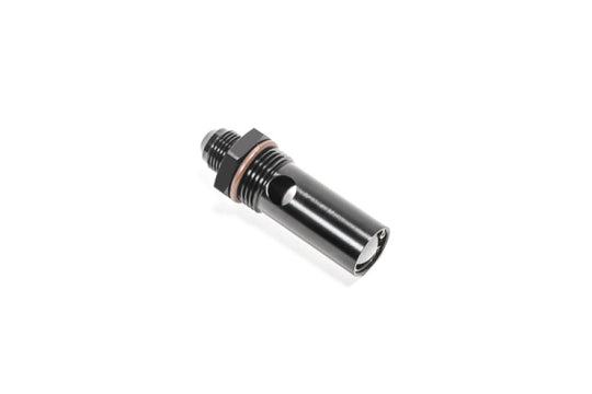 Radium Engineering DSV 12AN ORB to 8AN male fuel line fitting with STD fill, showing the metal and rubber components.