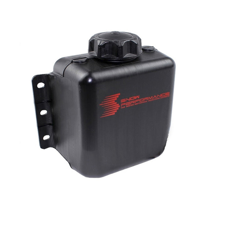 Snow Performance 3 Quart Reservoir with tabs, automotive fluid container for coolant or fluid storage, clear plastic with mounting tabs.