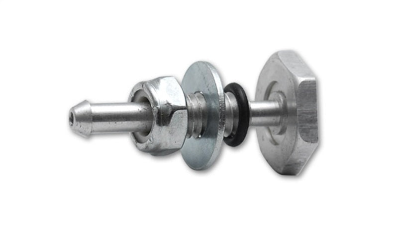 Vibrant soft mount vacuum line fitting assembly for silicone connectors, featuring a durable metal fitting designed for secure connections.