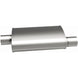Magnaflow MagnaFlow Muffler Mag SS 14x4x9 with 2.25-inch O/C, showcasing the stainless steel construction and inlet/outlet design.