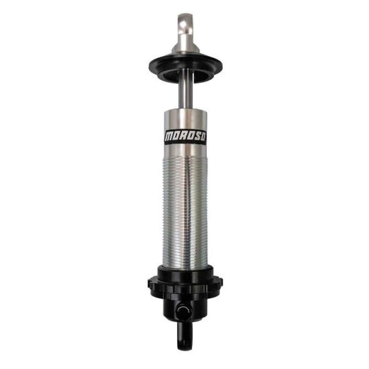 Moroso Magnum Series rear drag coil-over shock showing black metal body with mounting hardware for vehicle suspension.
