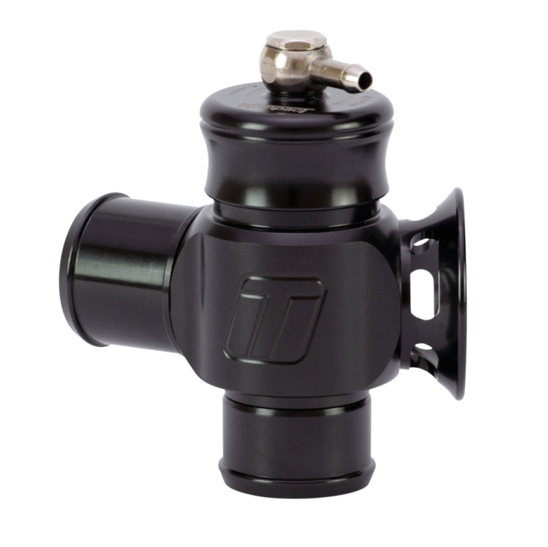 Turbosmart BOV Kompact Dual Port 34mm blow off valve shown on a white background, highlighting its compact design and dual port features.