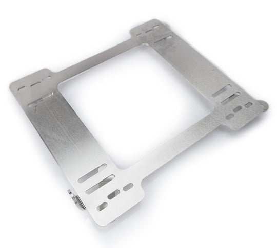 Pair of NRG seat brackets for 1999-2005 BMW E46, metal mounting frames for car seat installation, shown in the image.