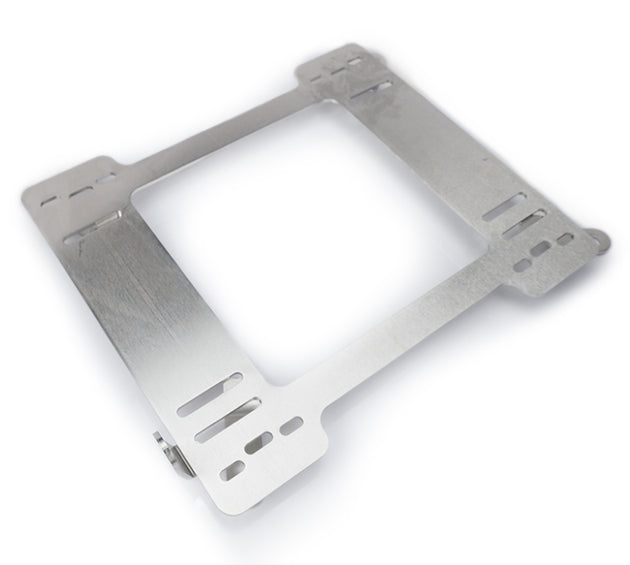 Pair of NRG seat brackets for 1999-2005 BMW E46, metal mounting frames for car seat installation, shown in the image.