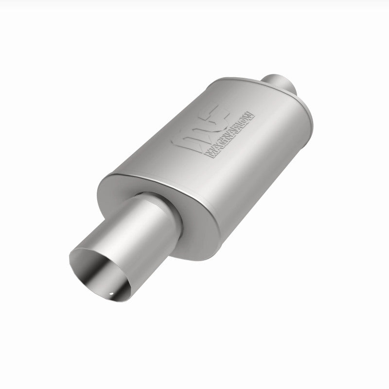 Magnaflow MagnaFlow muffler with tip, RS 14x5x8, showcasing a sleek exhaust component with polished metal finish.