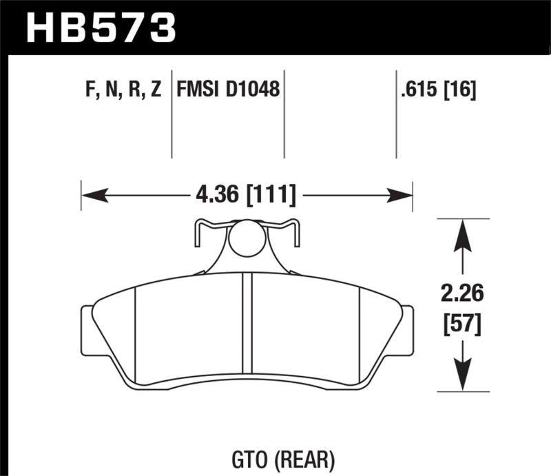 Hawk Performance Hawk 04-06 Pontiac GTO HPS 5.0 rear brake pads for high-performance braking, shown mounted on vehicle brake system
