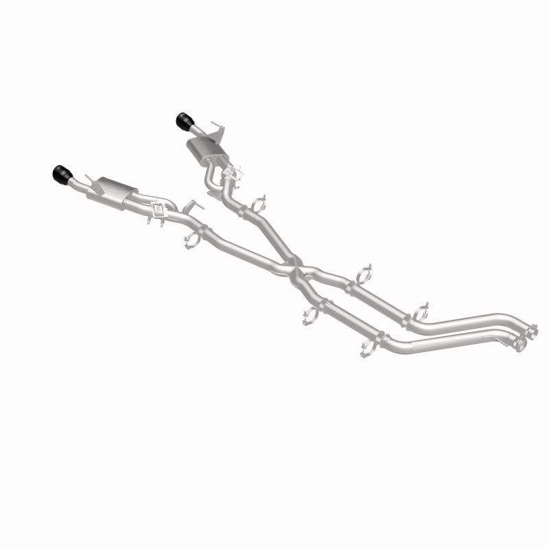 Magnaflow 26+ Dodge Charger 3.0L SPEQ cat-back exhaust system installed, showcasing polished metal pipes and muffler components.
